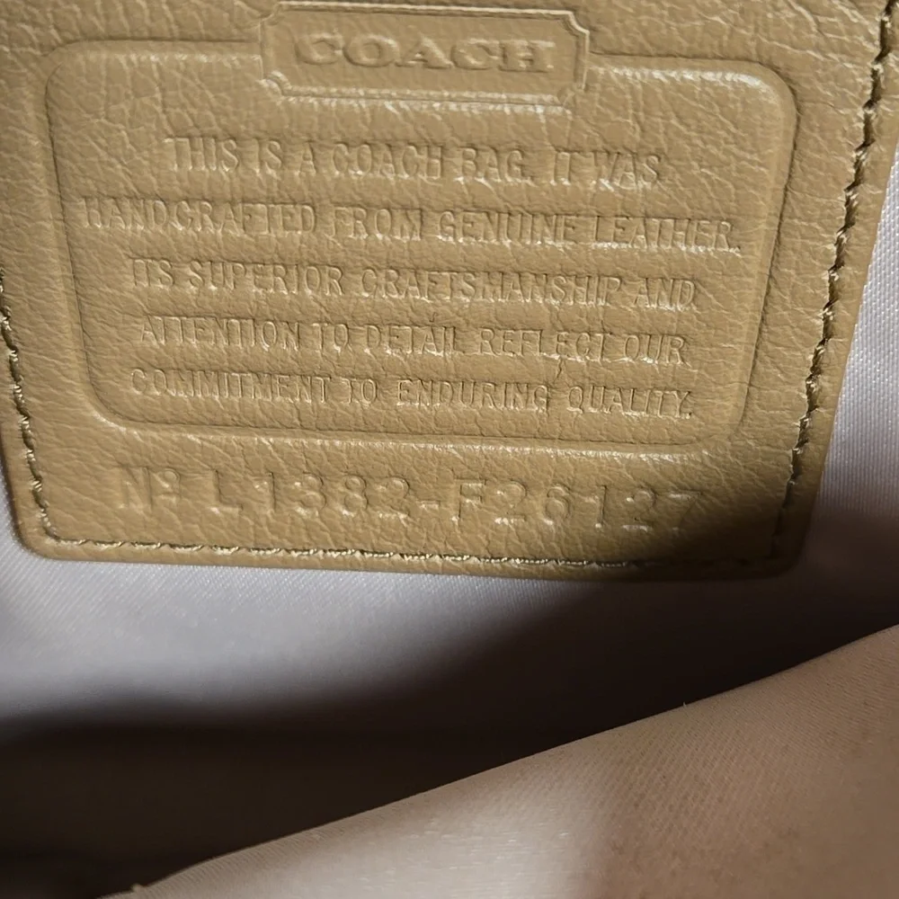 COACH Campbell Leather Eva Flap Satchel Brown Beige